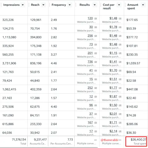 Meta Ads result screenshot